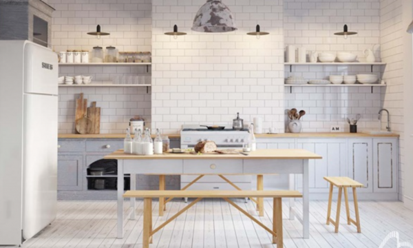 Kitchen set minimalis dengan desain open shelving